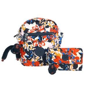 Kipling Maxx Convertible Backpack Shoulder Bag Splashy Posies & Wallet + Monkey